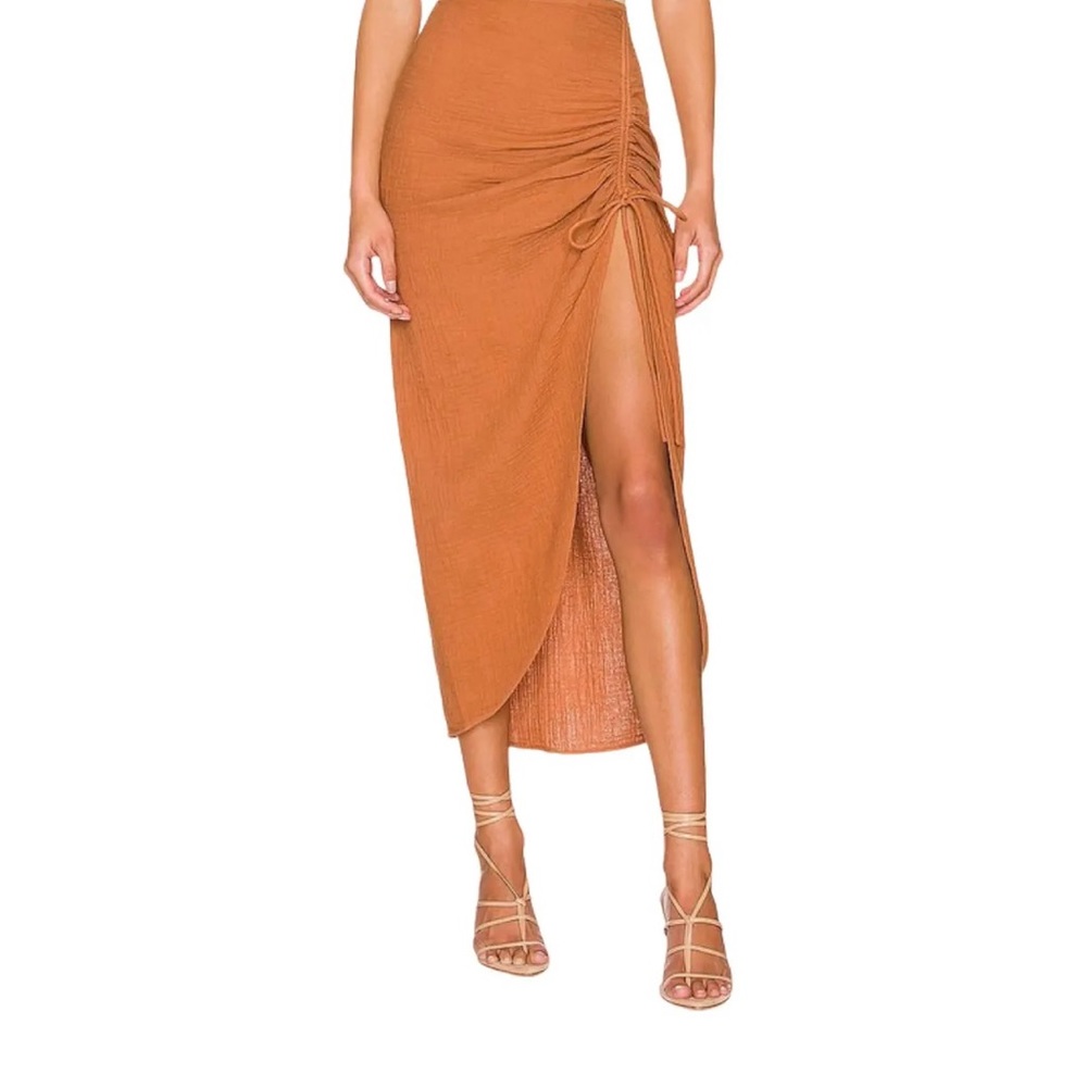 Glazed Ginger Free People Ruched Midi Skirt